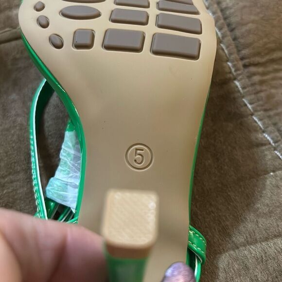 Coutgo Women's Lace Up Square Open Toe Strappy Stiletto Heels. Green. Size 5. NI - Picture 9 of 10